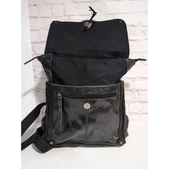 THE Sak Ventura Convertible Strap Backpack Black Leather Canvas Studs 2 straps - Picture 11 of 16